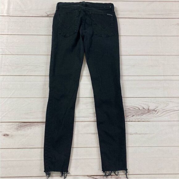 Hudson Black High Rise Stretch Raw Hem Edge Skinny Jeans Size 25 - Picture 3 of 8